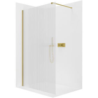 CERANO - Sprchová zástěna Walk-in Onyx L/P - hranatá vzpěra - zlatá kartáčovaná, rýhované sklo - 70x200 cm
