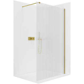 CERANO - Sprchová zástěna Walk-in Onyx L/P - hranatá vzpěra - zlatá kartáčovaná, rýhované sklo - 70x200 cm