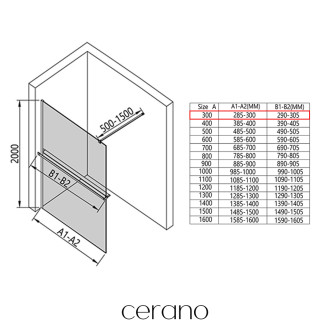 CERANO - Sprchová zástěna Walk-in Onyx Cube L/P - 8 mm - kulatá vzpěra + polička/držák na ručníky - černá matná, transparentní sklo - 30x200 cm