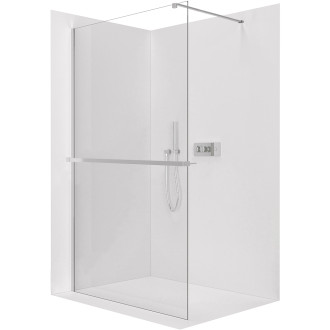 CERANO - Sprchová zástěna Walk-in Onyx Cube L/P - 8 mm - kulatá vzpěra + polička/držák na ručníky - chrom, transparentní sklo - 40x200 cm