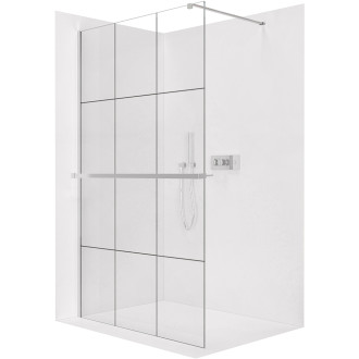 CERANO - Sprchová zástěna Walk-in Industro L/P + polička/držák na ručníky - hranatá vzpěra - 8 mm - chrom/industriální sklo - 100x200 cm