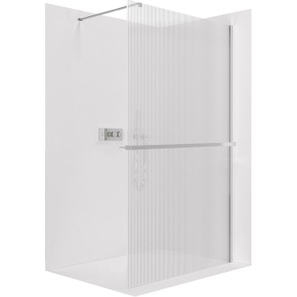 CERANO - Sprchová zástěna Walk-in Onyx L/P + polička/držák na ručníky - hranatá vzpěra - chrom, rýhované sklo - 50x200 cm