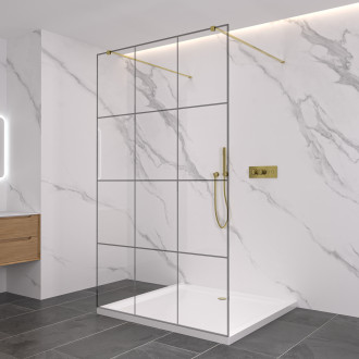 CERANO Sprchová zástěna Walk-in Onyx Duo L/P 8mm zlatá kartáč/industriální sklo 90x200