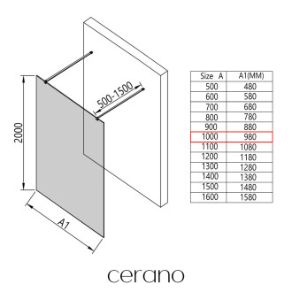 CERANO Sprchová zástěna Walk-in Onyx Duo L/P  8mm chrom/industriální sklo 100x200