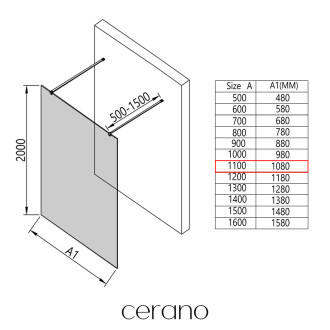 CERANO Sprchová zástěna Walk-in Onyx Duo L/P  bílá matná, grafitové sklo 110x200