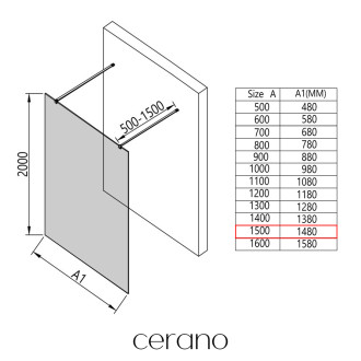 CERANO - Sprchová zástěna Walk-in Onyx Duo L/P - hranatá vzpěra - černá matná, grafitové sklo - 150x200 cm