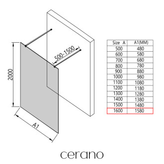 CERANO Sprchová zástěna Walk-in Onyx Duo L/P  černá mat, grafitové sklo 160x200