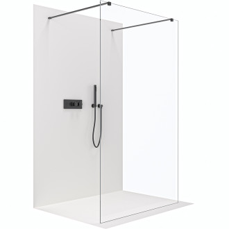 CERANO - Sprchová zástěna Walk-in Onyx Duo L/P - hranatá vzpěra - černá matná, transparentní sklo - 100x200 cm