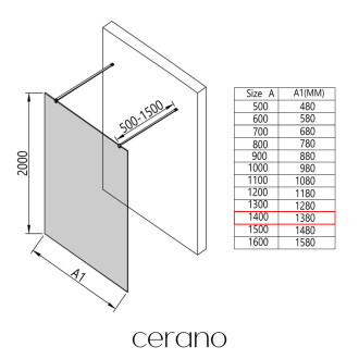 CERANO Sprchová zástěna Walk-in Onyx Duo L/P  chrom, mléčné sklo 140x200 CER-8050BD1861