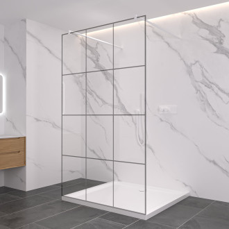 CERANO - Sprchová zástěna Walk-in Onyx Duo L/P - kulatá vzpěra - 8 mm - bílá matná/industriální sklo - 160x200 cm