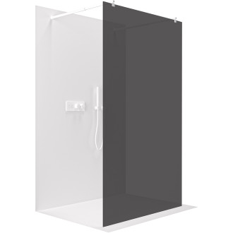 CERANO - Sprchová zástěna Walk-in Onyx Duo L/P - kulatá vzpěra - bílá matná, grafitové sklo - 150x200 cm