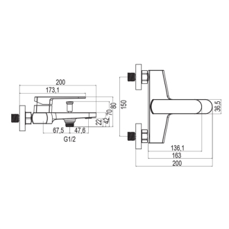 Mereo Mada vanová baterie nástěnná 150 mm bez příslušenství CBQ90103M