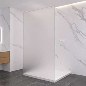CERANO Sprchová zástěna Walk-in Onyx Duo L/P kulatá  bílá matná, mléčné sklo 130x200