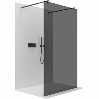 CERANO Sprchová zástěna Walk-in Onyx Duo L/P kulatá  černá mat, grafitové sklo 150x200