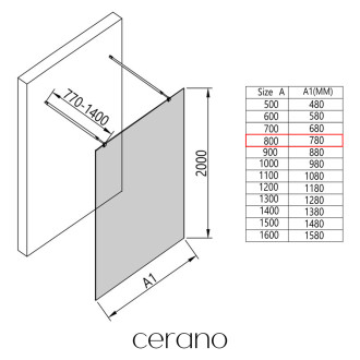 CERANO - Sprchová zástěna Walk-in Onyx Duo L/P - kulatá vzpěra - černá matná, rýhované sklo - 80x200 cm