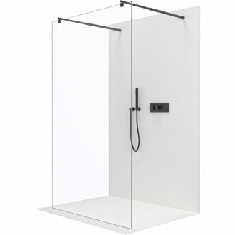 CERANO Sprchová zástěna Walk-in Onyx Duo L/P kulatá  černá mat, transparent sklo 70x200