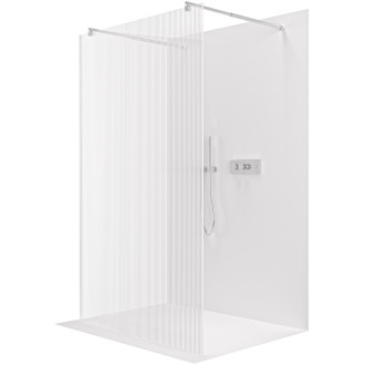 CERANO - Sprchová zástěna Walk-in Onyx Duo L/P - kulatá vzpěra - chrom, rýhované sklo - 110x200 cm
