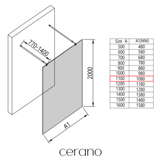 CERANO - Sprchová zástěna Walk-in Onyx Duo L/P - kulatá vzpěra - chrom, rýhované sklo - 110x200 cm