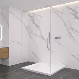 CERANO - Sprchová zástěna Walk-in Onyx Duo L/P - kulatá vzpěra - chrom, transparentní sklo - 160x200 cm