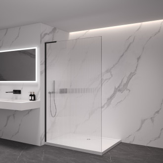 CERANO Sprchová zástěna Walk-in Onyx L/P L-levá  černá mat, rýhované sklo 90x200