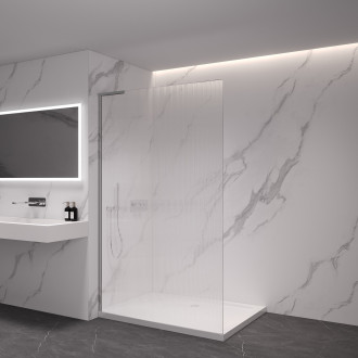 CERANO - Sprchová zástěna Walk-in Onyx L/P - L-levá vzpěra - chrom, rýhované sklo - 70x200 cm