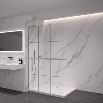 CERANO Sprchová zástěna Walk-in Onyx L-levá +držák 8mm chrom/industriální sklo 110x200