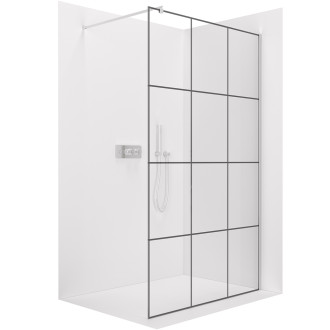 CERANO - Sprchová zástěna Walk-in Industro L/P - kulatá vzpěra - 8 mm - chrom/industriální sklo - 130x200 cm