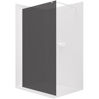 CERANO - Sprchová zástěna Walk-in Onyx L/P - kulatá vzpěra - bílá matná, grafitové sklo - 160x200 cm