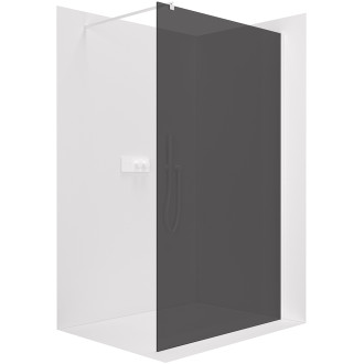 CERANO - Sprchová zástěna Walk-in Onyx L/P - kulatá vzpěra - bílá matná, grafitové sklo - 80x200 cm