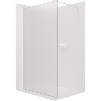 CERANO - Sprchová zástěna Walk-in Onyx Round L/P - 8 mm - kulatá vzpěra - bílá matná, mléčné sklo - 40x200 cm