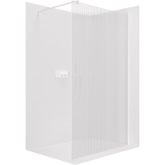 CERANO - Sprchová zástěna Walk-in Onyx L/P - kulatá vzpěra - bílá matná, rýhované sklo - 110x200 cm