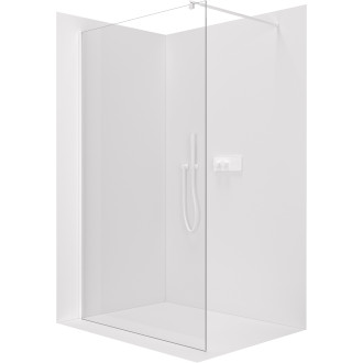 CERANO - Sprchová zástěna Walk-in Onyx L/P - kulatá vzpěra - bílá matná, transparentní sklo - 100x200 cm