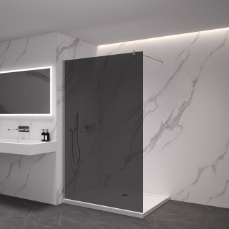CERANO Sprchová zástěna Walk-in Onyx L/P kulatá  chrom, grafitové sklo 160x200