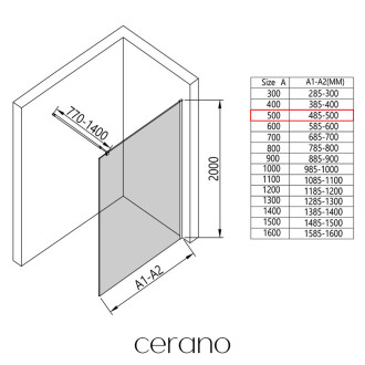 CERANO Sprchová zástěna Walk-in Onyx L/P chrom, transp.sklo 50x200 cm CER-DY101-50-200