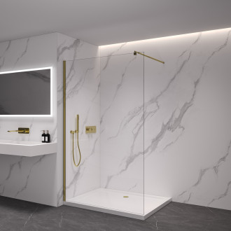 CERANO Sprchová zástěna Walk-in Onyx L/P kulatá zlatá kartáč, transparent sklo 110x200