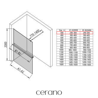 CERANO - Sprchová zástěna Walk-in Onyx Round L/P - 8 mm - kulatá vzpěra + polička/držák na ručníky - černá matná, grafitové sklo - 30x200 cm