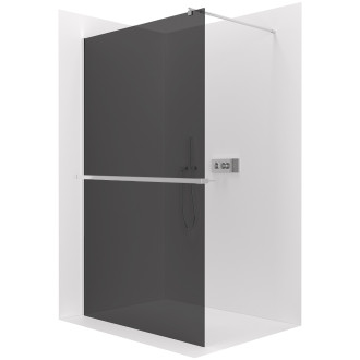 CERANO Sprchová zástěna Walk-in Onyx L/P +držák kulatá  chrom, grafitové sklo 160x200