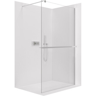 CERANO - Sprchová zástěna Walk-in Onyx L/P + polička/držák na ručníky - chrom, transparentní sklo - 150x200 cm