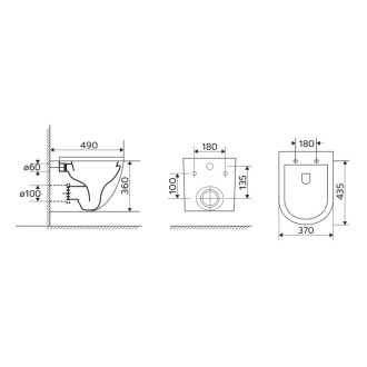 Mereo WC závěsné kapotované, RIMLESS, 490x370x360, keramické, vč. sedátka CSS113S VSD82S