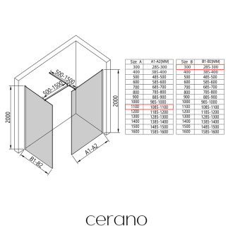 CERANO - Sprchová zástěna Walk-in Onyx T L/P - 8 mm - kulatá vzpěra - bílá matná, mléčné sklo - 110x30 cm
