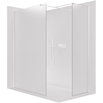 CERANO - Sprchová zástěna Walk-in Onyx T L/P - 8 mm - kulatá vzpěra - bílá matná, mléčné sklo - 70x40 cm