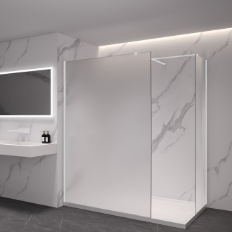 CERANO - Sprchová zástěna Walk-in Onyx T L/P - 8 mm - kulatá vzpěra - bílá matná, mléčné sklo - 70x40 cm
