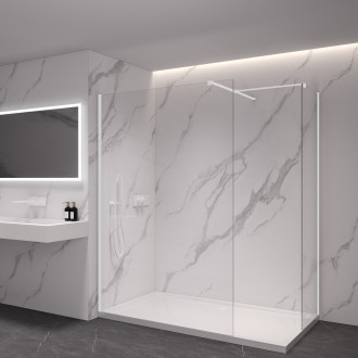 CERANO - Sprchová zástěna Walk-in Onyx T L/P - hranatá vzpěra - chrom, transparentní sklo - 60x60 cm