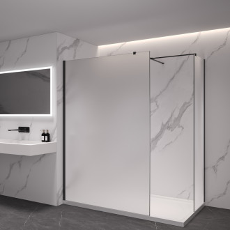 CERANO Sprchová zástěna Walk-in Onyx T L/P  černá mat, mléčné sklo 110x90 CER-8050BD2980