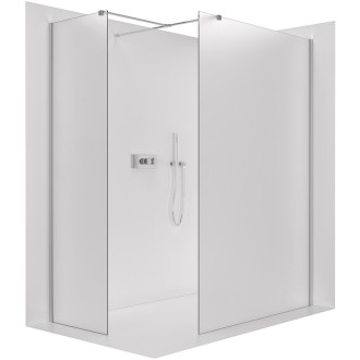 CERANO - Sprchová zástěna Walk-in Onyx T L/P - 8 mm - kulatá vzpěra - chrom, mléčné sklo - 50x40 cm