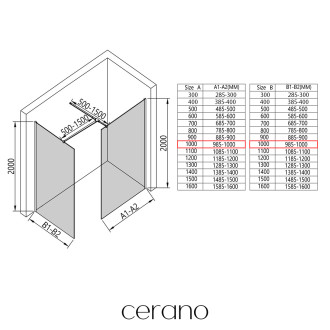 CERANO Sprchová zástěna Walk-in Onyx T L/P  chrom, rýhované sklo 100x100 CER-8050BD2715