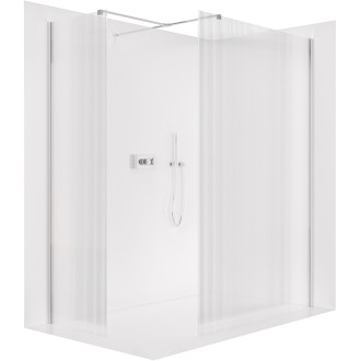 CERANO - Sprchová zástěna Walk-in Onyx T L/P - hranatá vzpěra - chrom, rýhované sklo - 70x60 cm