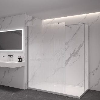 CERANO - Sprchová zástěna Walk-in Onyx T L/P - hranatá vzpěra - chrom, rýhované sklo - 70x60 cm