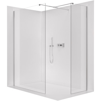 CERANO - Sprchová zástěna Walk-in Onyx T L/P - hranatá vzpěra - chrom, transparentní sklo - 110x60 cm