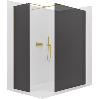 CERANO - Sprchová zástěna Walk-in Onyx T L/P - hranatá vzpěra - černá matná, grafitové sklo - 100x60 cm
